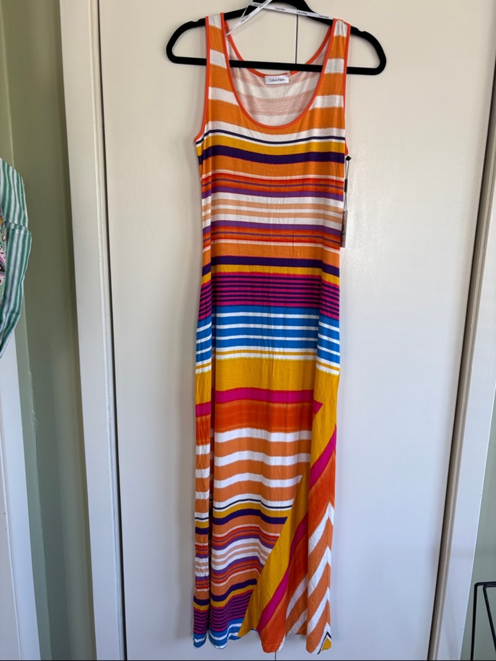 NWT Calvin Klein Sleeveless Striped Maxi Dress in Multicolor